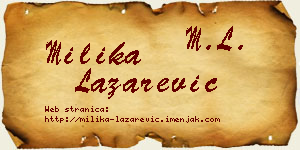 Milika Lazarević vizit kartica